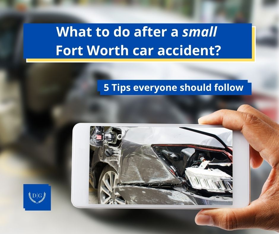 graphic image of a person looking at a car accident through a phone. text on image says attorney garcia in this blog post is providing information on what to do after a small fender bender accident