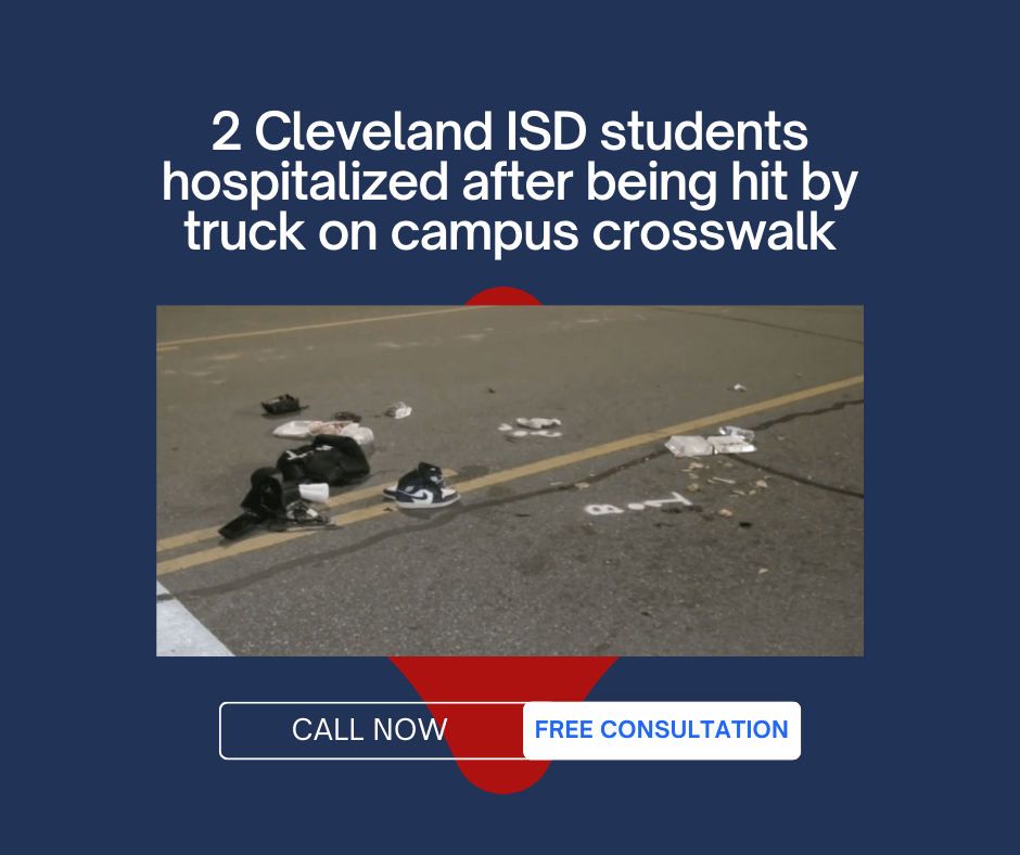 2 Cleveland ISD students hospitalized after being hit by truck on campus crosswalk